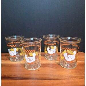 Vintage Jelly Glass w/Mamma Duck and Baby Ducklings Set Of 4
